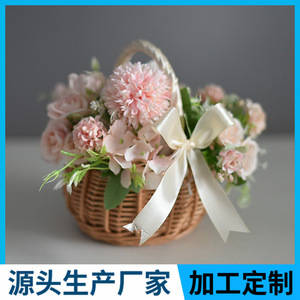 Sac à main tressé en forme de panier à fleurs, petit panier de rangement écologique pour cadeaux de mariage - Product Image 5