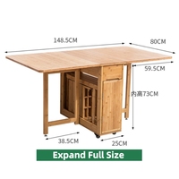 Table à manger rectangulaire pliable en bambou RH, design minimaliste moderne, bureau de cuisine mobile pour la maison