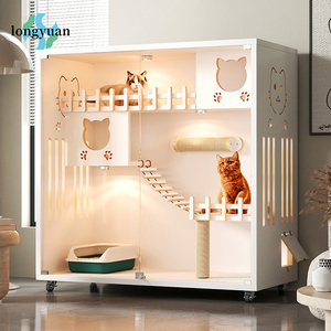 Villa de Lujo para Gatos de Madera Maciza con Gran Espacio, Nueva Jaula Cerrada a Prueba de Humedad con Rascador, Muebles para Gatos de Interior - Product Image 1
