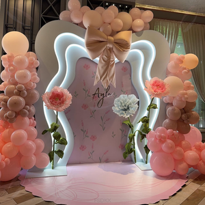 Boda de lujo 3D ondulación telón de fondo blanco soporte Metal cuadrado arco Pvc telón de fondo con luz para la decoración de eventos de boda - Product Image 2