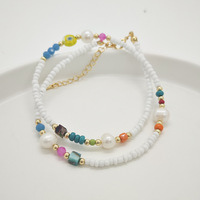 Collier ras du cou bohème fait main avec perles Miyuki, perles de verre et perles d'eau douce, chaîne d'extension dorée réglable, cadeau d'été pour la plage