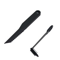 2-in-1 roestvrijstalen V-vormig fruit- en groentesnijder set, handmatige gekartelde garnituurtool, watermeloen snijder