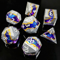 Jeu de dés de luxe en résine numérique fait main, multi-profilés à angle droit, 7 pièces, pour jeux de rôle de table Dungeons & Dragons