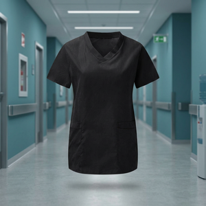 Blouse médicale personnalisée unisexe à col en V, uniforme d'infirmière, tenue de travail pour hôpital et soins de santé, manches courtes, tissée, détection d'aiguilles, OEM - Product Image 4
