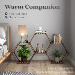 Multi-Purpose Geometric <b>Shelf</b> Wood Freestanding Home Decor Living Room Display <b>Rack</b> - Product Image 3