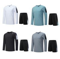 Vente en gros de t-shirts et shorts de sport unisexes de haute qualité à manches longues, respirants, antibactériens, à séchage rapide, pour la remise en forme, le football et l'entraînement