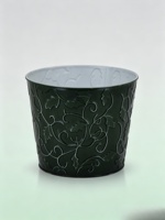 Pot de fleurs décoratif en métal gaufré Carol de 7,5 pouces, galvanisé, style américain rustique, pour extérieur, maison, jardin, plantes