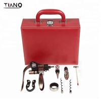 Ouvre-bouteille en métal Coffret cadeau vin Accessoires de bar élégants en cuir PU pour la maison et les mariages