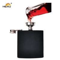 Flacon professionnel en acier inoxydable, pour alcool, 6 Oz, noir mat, peinture, hanche