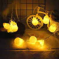 Светодиодное украшение для Пасхальной вечеринки, светящаяся лента в виде кролика, маленькая желтая светодиодная гирлянда в виде курицы, сказочный светильник, пасхальный декор