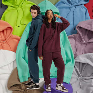 Conjunto de sudadera y Sudadera con capucha para <span class=keywords><strong>hombre</strong></span> de otoño e invierno, marca de moda <span class=keywords><strong>americana</strong></span>, Color sólido, traje cómodo grueso de felpa - Product Image 4