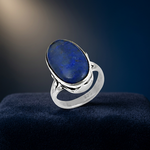 925 Silver <b>Lapis</b> <b>Lazuli</b> <b>Ring</b> for Women Elegant Gemstone Pearl Jewelry - Product Image 4