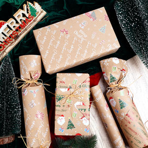Wholesale 80g Double-Sided Kraft Print <b>Christmas</b> Custom 43cm X 10m <b>Roll</b> <b>Wrapping</b> <b>Paper</b> for Packaging - Product Image 2