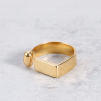 Großhandel Trendiger Schmuck Einfacher Blanko-Siegelring 18K Vergoldet Glänzender Quadratischer Edelstahl Flacher Ring