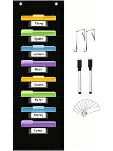 8 Pockets Wall Hanging <b>File</b> Organizer with Name Tag Slots, <b>Paper</b> Document Storage Pocket Chart for Classroom Office - Product Image 1