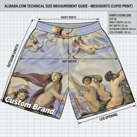 Shorts en maille RAMAX à imprimé artistique Renaissance, motif Cupidon, style vintage streetwear, décontractés, pour le basketball et la gym, faible MOQ, personnalisables OEM