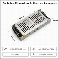 Alimentation à découpage LED ultra-mince G-Energy N200V5-A 5V 200W pour affichage LED et mur vidéo avec garantie de 2 ans
