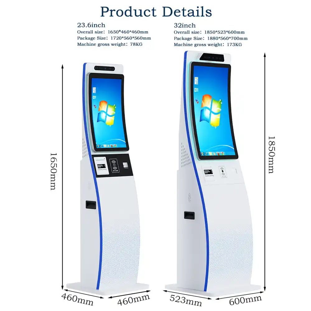 23.6/32インチIDカードリーダールームカードディスペンサーセルフチェックホテルのキオスクセルフサービスレジキオスクタッチスクリーン