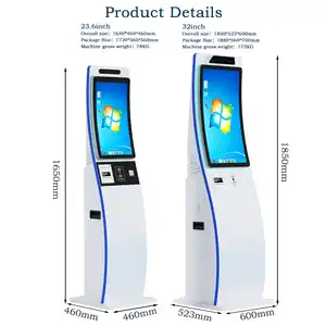 Multi-system Android Window 23.6/32 Inch R1500 Capacitive Touch Id Card Reader Room Card Dispenser Self Check In Kiosk In Hotel