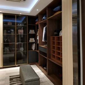 Armoire à portes en verre avec cadre en aluminium, armoire murale, dressing de luxe noir, armoires en verre, chambre à coucher, placard moderne - Product Image 3