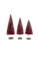 Mini sapin de Noël rouge en plastique, ornement de bureau, petites décorations, avec effet floqué et neige artificielle, simulation de pin bonsai, pour aménagement de comptoir