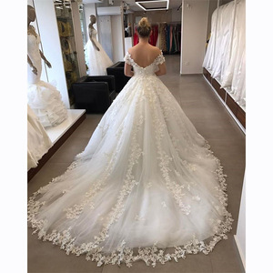 White Mermaid Lace V-Neck Off-Shoulder Sequined Wedding Dress Natural Waistline Mini Style - Product Image 2