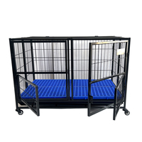 Cage pour chien en fer robuste de 43 pouces, pas d'assemblage requis, enclos pour chiens de taille moyenne à grande avec double porte, emballé en boîte, utilisation intérieure et extérieure