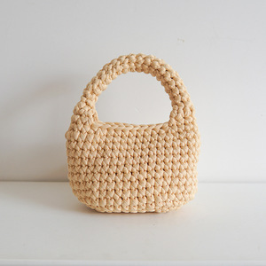 Sac seau tissé en polyester au crochet fait main, style INS pastoral estival, couleur unie, tendance, couleur bonbon, broderie et pompon, pour femme - Product Image 5