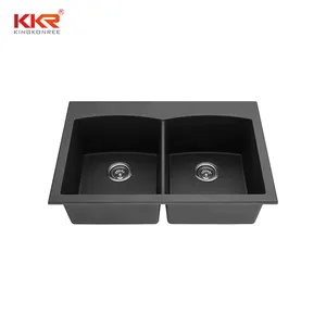 Popular Matte Black Kitchen Sink Granite Quartz Stone Kitchen Double Bowl Sinks