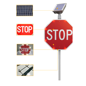 Señal de Advertencia de Tráfico Vial de Aluminio con Energía Solar Boruite, Luz <span class=keywords><strong>LED</strong></span> Intermitente de Seguridad Vial con Impresión UV - Product Image 3