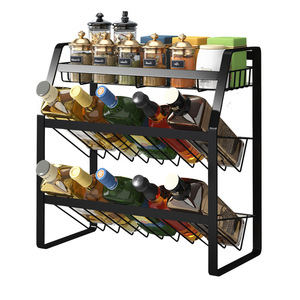 Étagère à épices murale minimaliste à 4 niveaux, organisateur de rangement de cuisine pour bouteilles et bocaux d'assaisonnements, design facile à nettoyer - Product Image 1