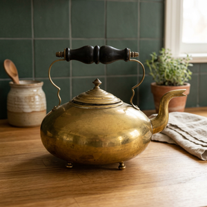 <b>Vintage</b> Brass Tea <b>Kettle</b> With Lid And Handle Metal Water Pot Decorative Kitchenware - Product Image 6