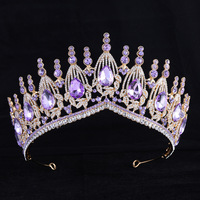 Diadème de mariage en cristal de luxe, vente chaude, couronne plaquée or pour femmes, pour anniversaire, concours de beauté ou bal de promo, princesse