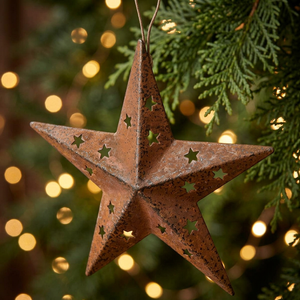 Chaman India Rusty Metal Star Christmas <b>Tree</b> <b>Ornaments</b> and Ball Decorations with Elegant Hanging Design - Product Image 2