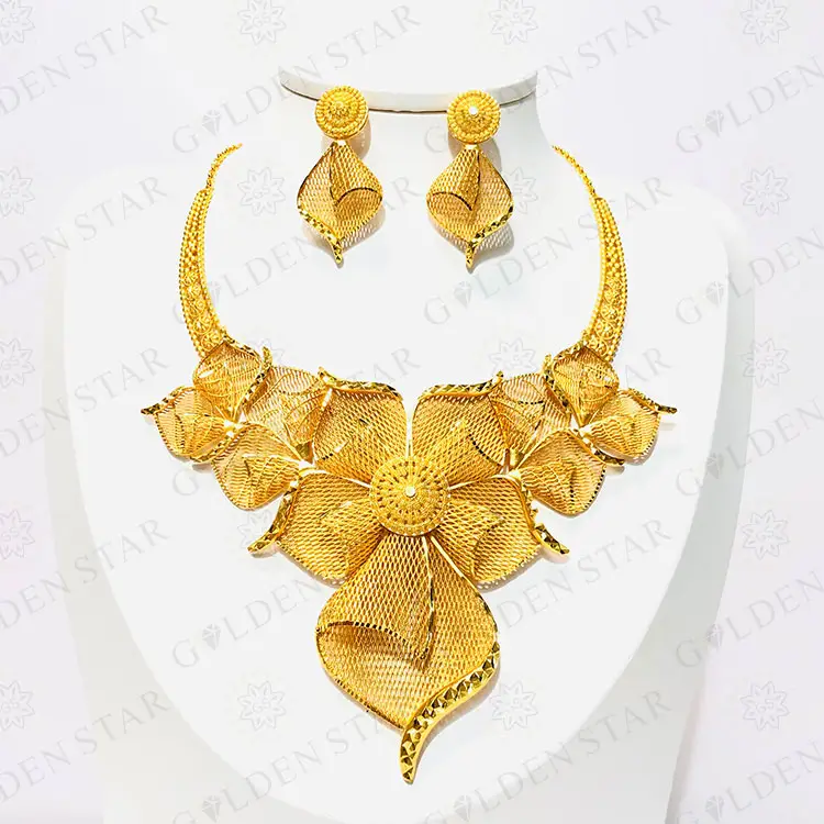 Bijoux étoile d'or personnalisé différents matériaux collier bijoux africains avec boucles d'oreilles