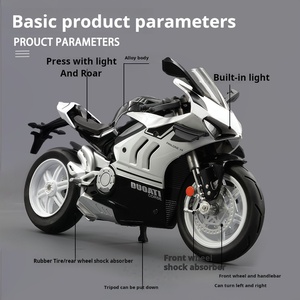 Modelo de Motocicleta de Aleación a Escala 1/10 en Blanco y Negro, con Sonido, Luces y Amortiguadores, Juguete de Metal Fundido a Presión, Regalo Unisex para Mayores de 5 Años, con Botón - Product Image 4