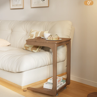 Table d'appoint pliable en forme de C réglable, table de chevet/table basse mobile avec roulettes pour salon, design minimaliste