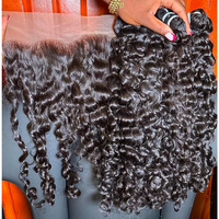 Prix de gros Cheveux humains 100% naturels vietnamiens ondulés, bouclés birmanes, bruts, de donneur unique, avec frontal HD 13*6 et closure 5*5