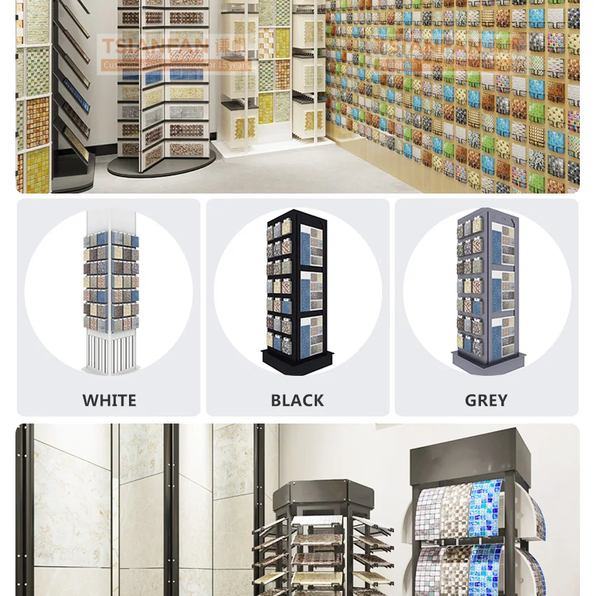 High customization rotatable card slot type display for granite mosaic tile sample stone display rack