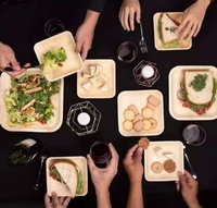 Assiettes jetables en bois de peuplier biodégradables de haute qualité, écologiques, 25*25*2 cm, couleur naturelle, options personnalisées, pour les fêtes et la cuisine