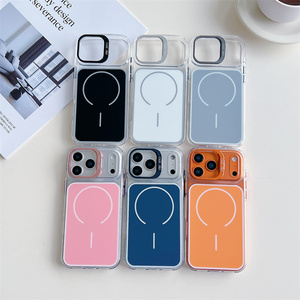 เคสโทรศัพท์แม่เหล็กคุณภาพสูง ใส สำหรับ iPhone 17 16 15 14 Pro Max พร้อมกรอบกล้องแบบตั้งได้ ลาย IMD ฝาหลังแบบดั้งเดิม - Product Image 1