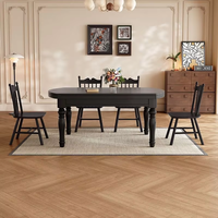Table à manger ronde extensible et pliable en bois massif et pierre, avec plateau amovible, pour 6 personnes, mobilier de maison minimaliste et écologique
