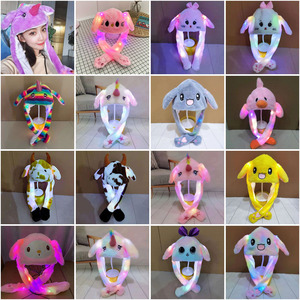 Bonnet lumineux LED EN71 en forme de lapin à longues oreilles mobiles, écologique, mignon, dessin animé, jouet en peluche doux, casquette en peluche Kawaii amusante - Product Image 3