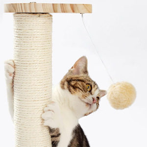 Planche à gratter pour chat en bois massif, 1 niveau, couleur naturelle, résistante à l'usure, jouet pour chat pour l'auto-entretenissement - Product Image 2