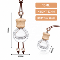 Diffuseur de voiture en verre 10 ml, désodorisant à suspendre aux vitres, avec bouchon en bois, pour huiles essentielles et parfums, emballage inclus