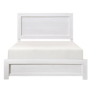 DB White Finish <b>Queen</b> <b>Size</b> Wooden Panel Bed Bedroom Furniture <b>Mattresses</b> in a Box 1pc Bed - Product Image 1
