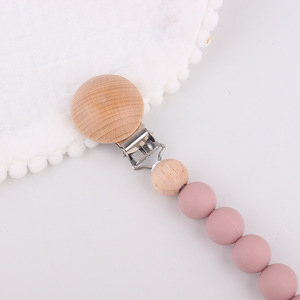 Clip en bois Offre Spéciale perles de silicone porte-sucette chaîne anti-chaîne accessoire pour bébé - Product Image 3