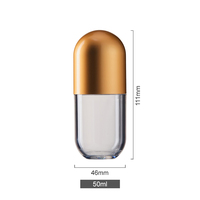 Flacon en plastique de luxe de 50 ml en forme de capsule, de qualité alimentaire, pour pilules, compléments alimentaires, vitamines, emballage personnalisé avec logo.