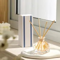 Vente en gros de bouteille vide ronde claire de diffuseur de roseau en verre d'arôme de luxe 50ml 100ml