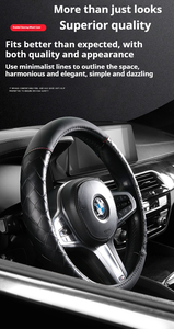 Universal nuevo cuatro estaciones antideslizante verano transpirable cuero coche <span class=keywords><strong>volante</strong></span> cubierta tejida sudor-absorción manija cubierta - Product Image 6
